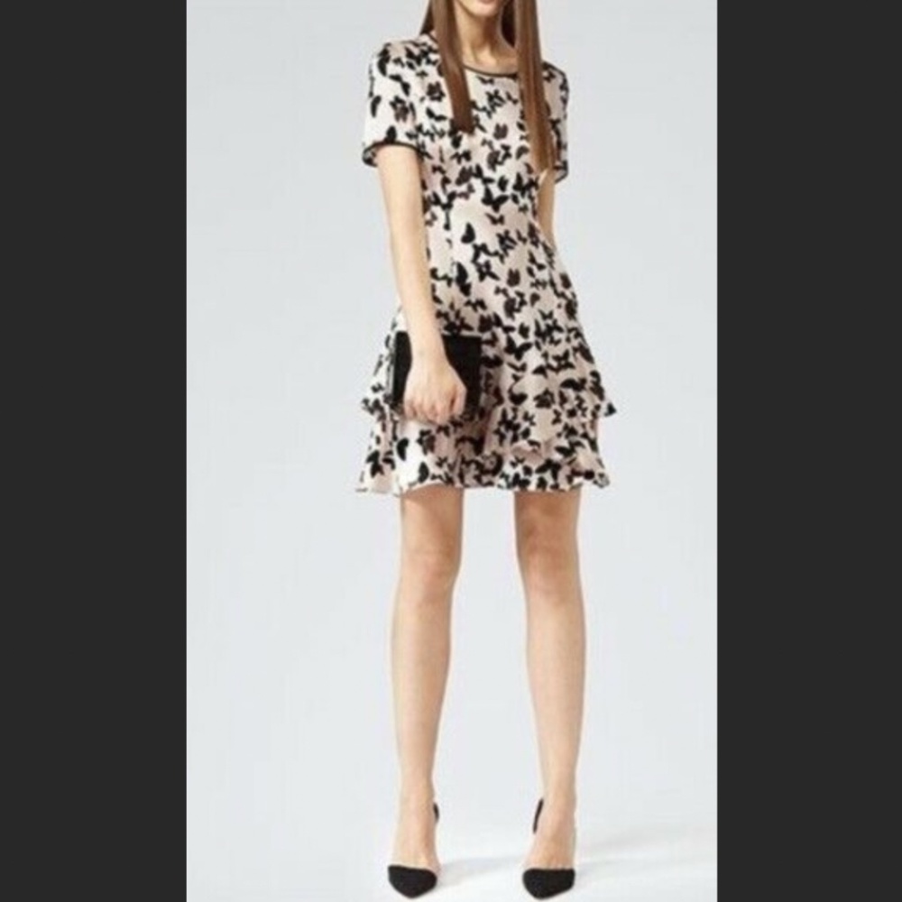 Reiss Roe Butterfly Print Silk Dress